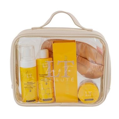 Набор по уходу за лицом для жирной кожи(тоник 1213,крем 1237,пенка 1275,маскадля сна,массажер желт. уп,сумка-органайзер) La and Te beaute LT-CB7