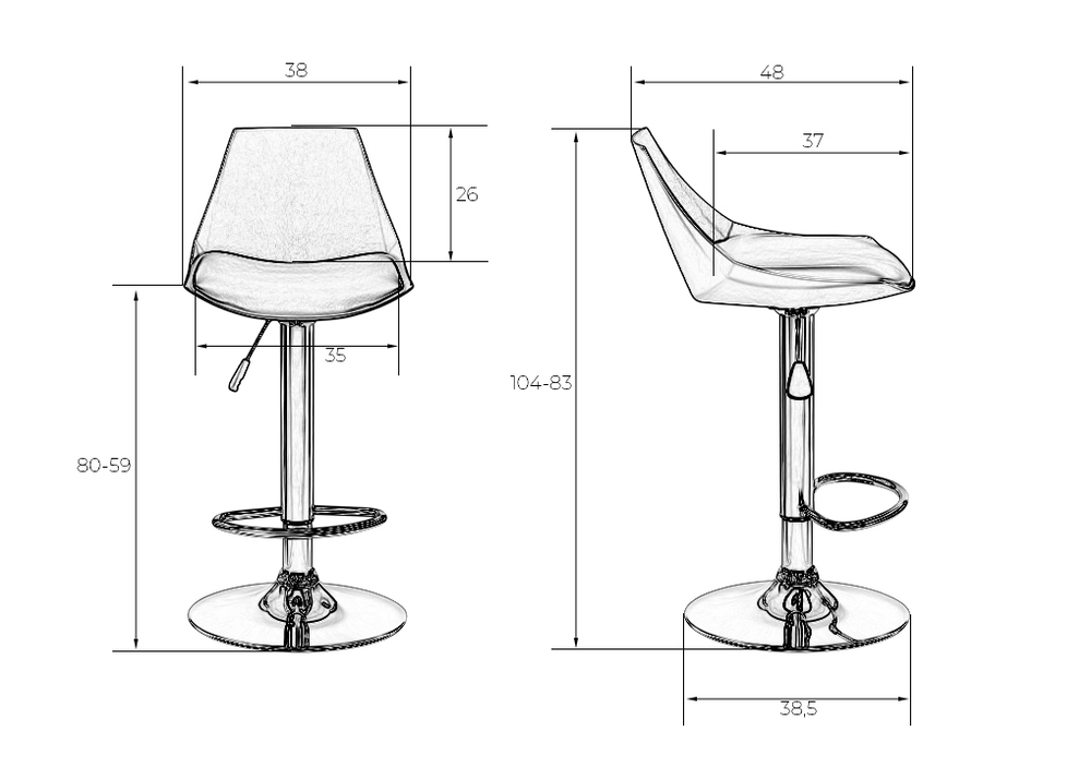 Стул барный DOBRIN ROCKY, серый