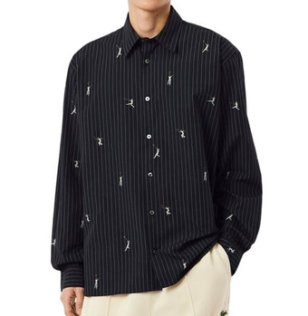 Мужское теннисное поло Lacoste Relaxed Fit Embroidered Cotton - blackbird