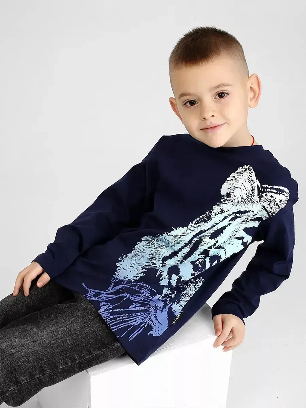 Лонгслив детский трикотажный с принтом