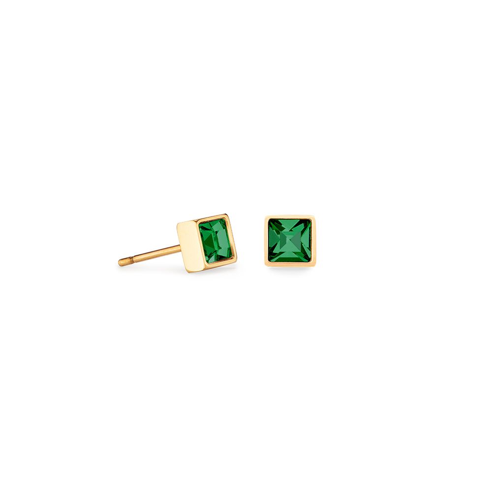 Серьги-пусеты Coeur de Lion Dark Green-Gold 0501/21-0549