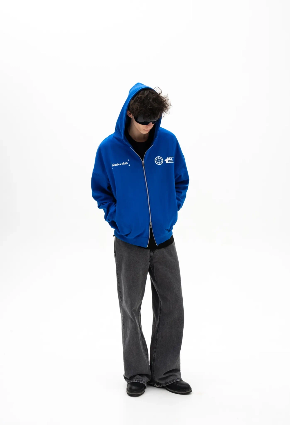 BLUE LOGO ZIP-HOODIE