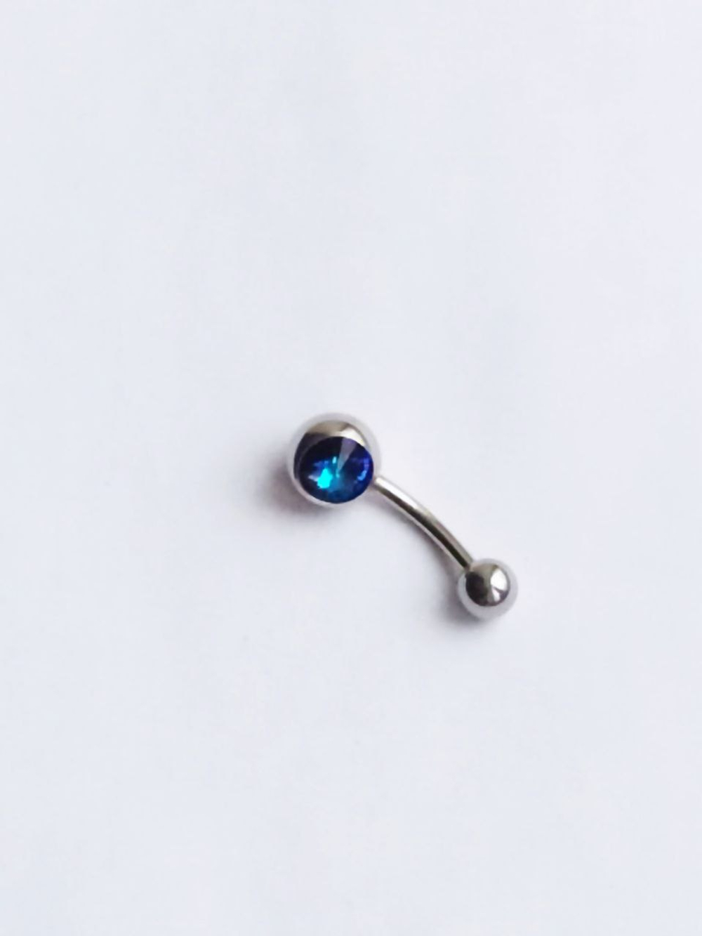 Банан для пупка, 1,6 х 10 мм, с камнем-конусом, сине-фиолетовый