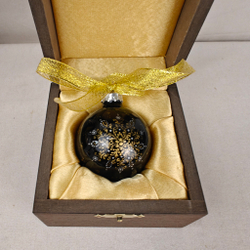 Шар новогодний с ручной росписью Палех "Конь с подковой" малый