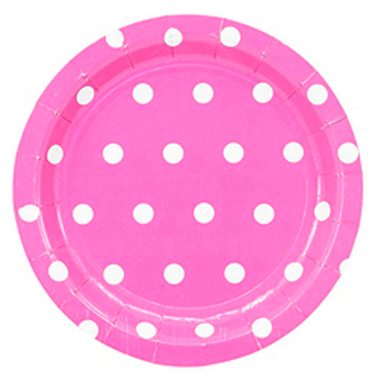 Тарелка-Горошек-ярко-розовая-17см-6шт