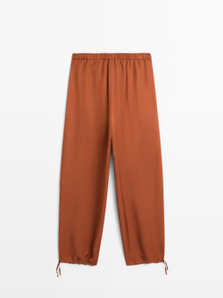 Massimo Dutti Свободные брюки с завязками, оранжевый