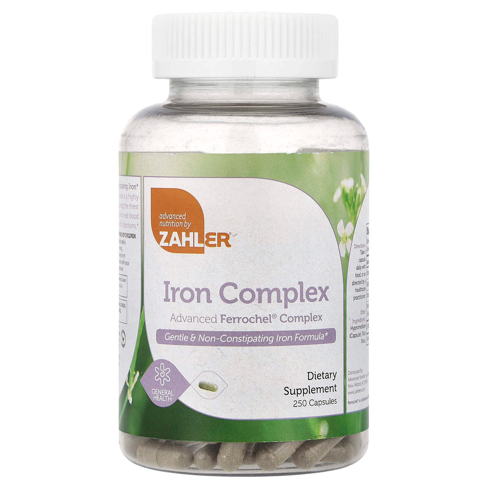 Zahler, комплекс железа, улучшенный комплекс Ferrochel®, 250 капсул