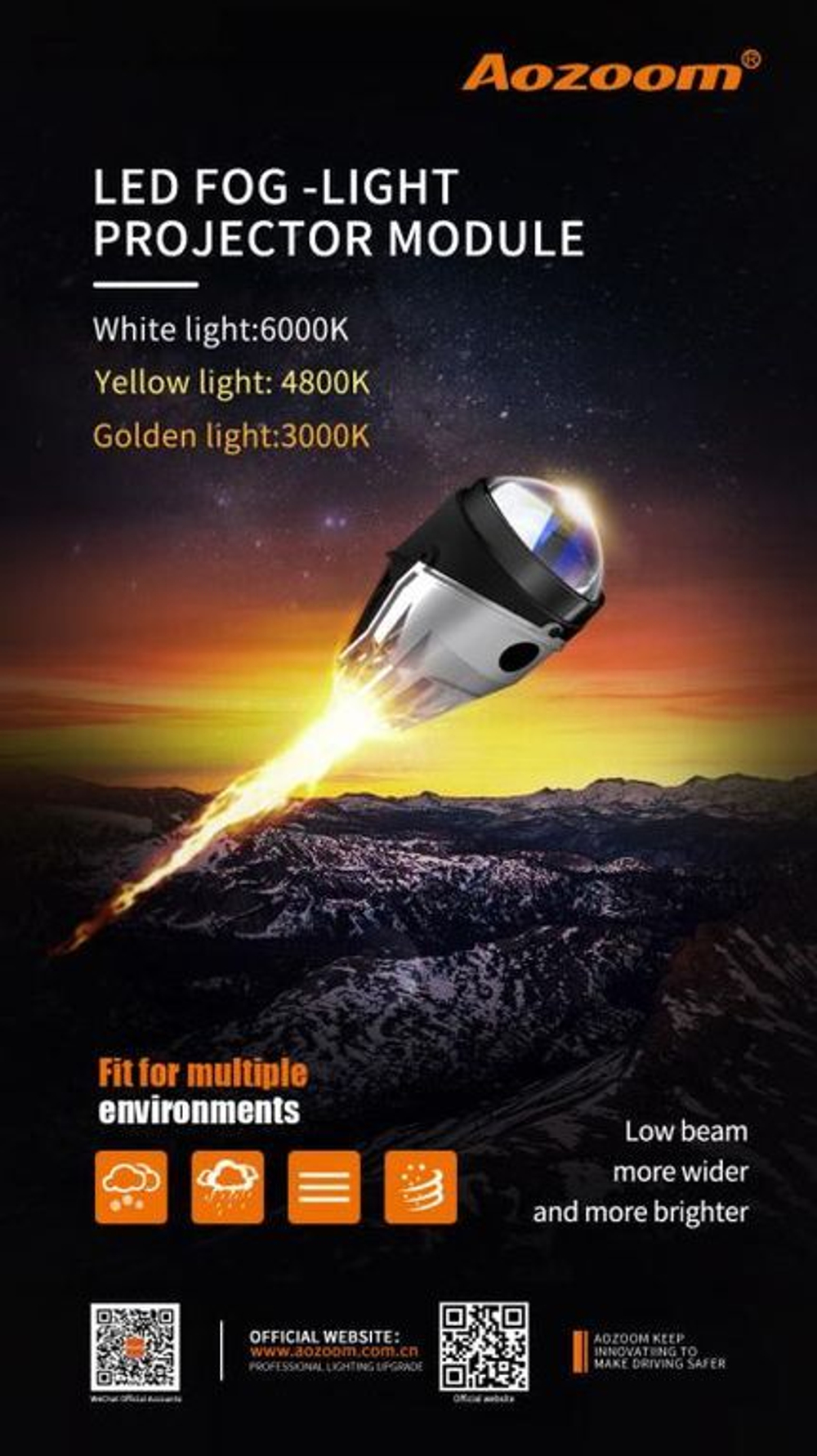 Билед ПТФ модули Aozoom ALPF-02, 5000K, ближний/дальний (комплект, 2шт)