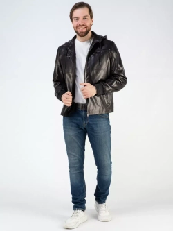 Кожаная куртка демисезонная с капюшоном