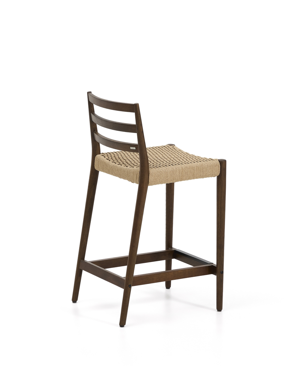 Полубарный стул Analy из массива дуба в отделке орех и веревочным сиденьем 65 см
