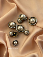 Пуговицы бронзовые с жемчугом и косичкой (темные медные)