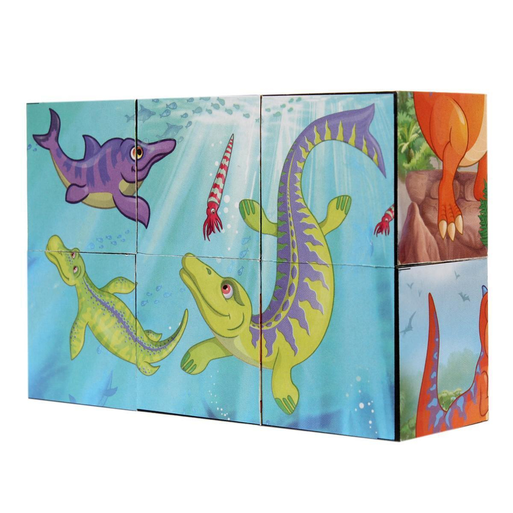 Набор из 6-и кубиков ДИНОЗАВРЫ, пленка ИГРАЕМ ВМЕСТЕ в коробка 54наб