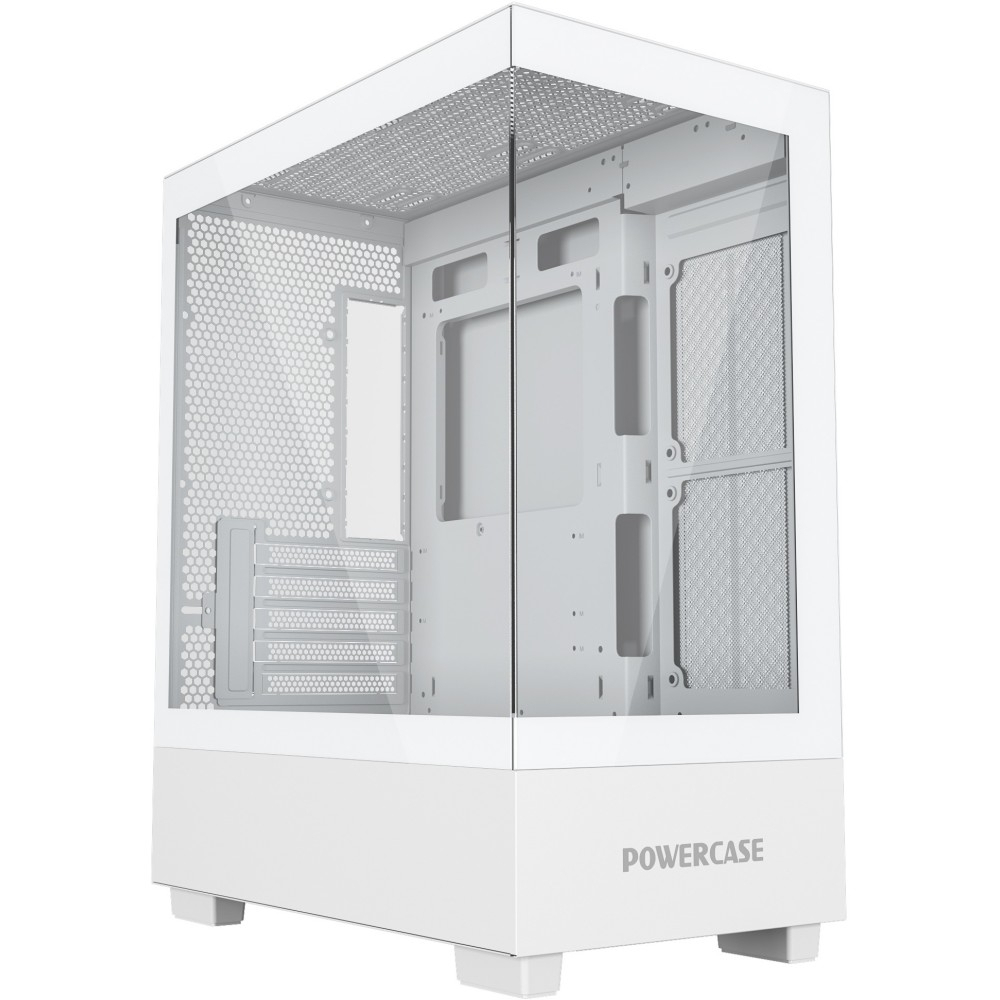Корпус для компьютера Powercase Vision Micro M, Tempered Glass, белый, mATX (CVMMW-L0)