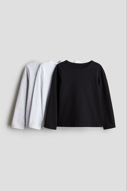 H&M Набор из трех хлопковых футболок с длинными рукавами, белый