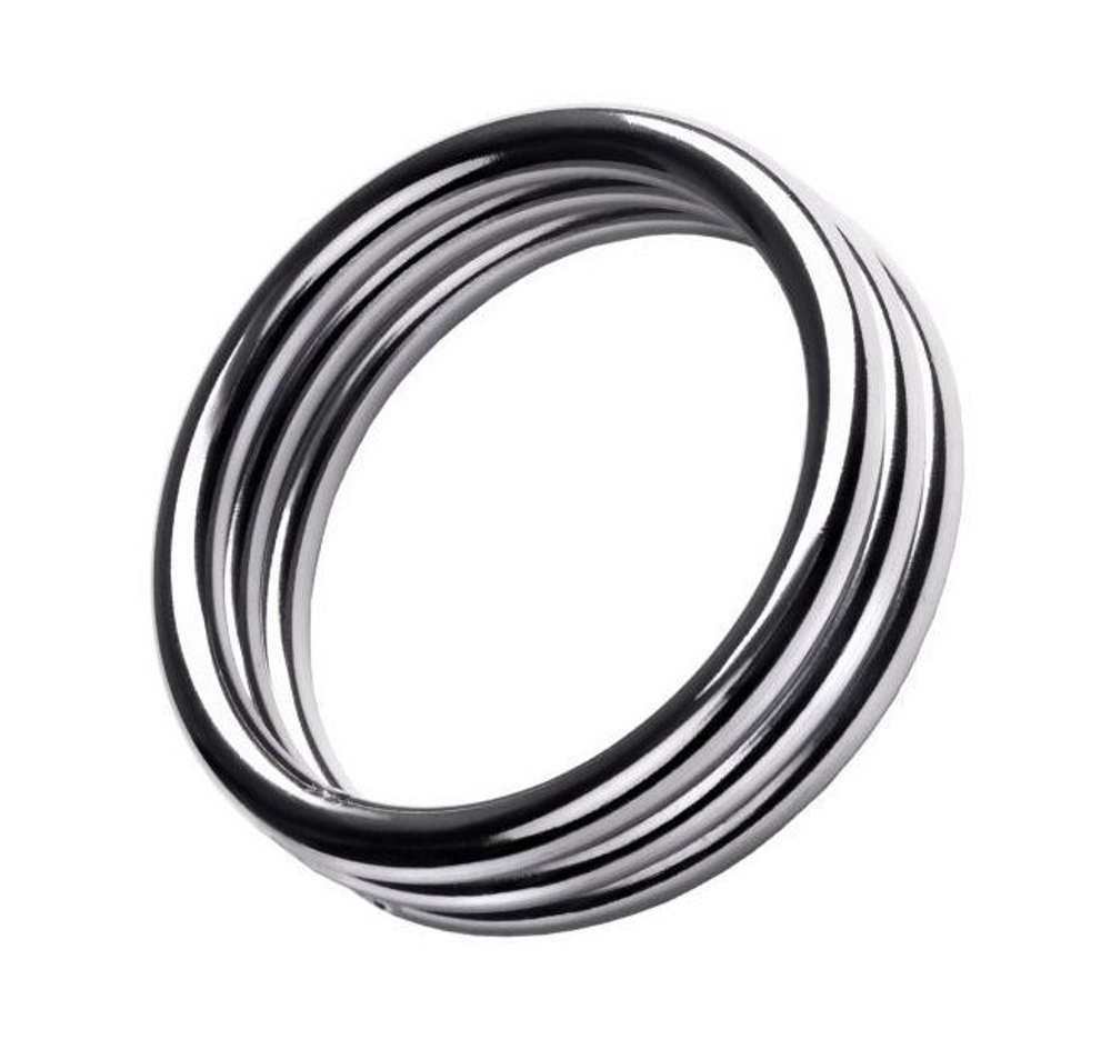 Металлическое эрекционное кольцо с рёбрышками размера L