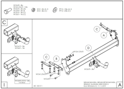 Фаркоп оцинкованный Galia N052C для Nissan Navara D40 2005-(паспорт и сертификат в комплекте)(без электрики)