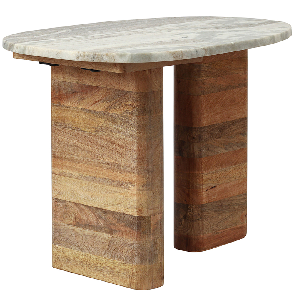 Столик приставной Bergenson Bjorn Torhill, 38x35 см, бежевый/мрамор