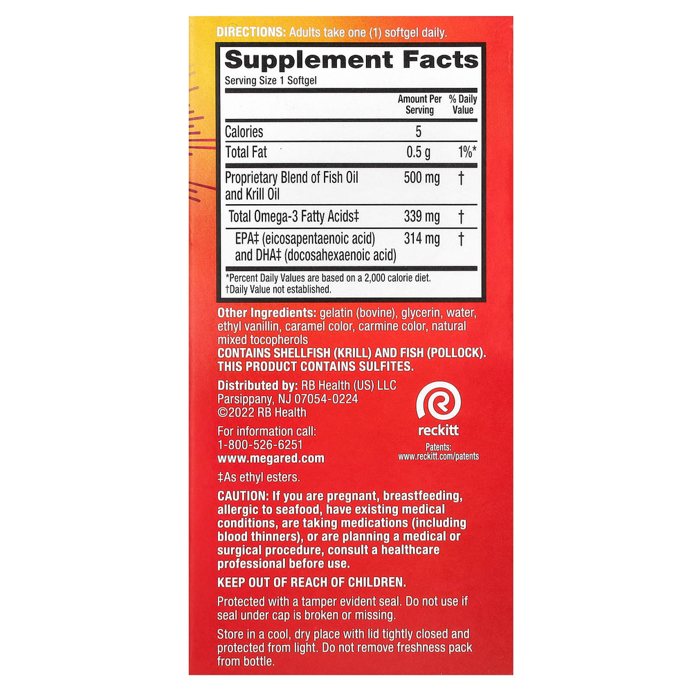 Schiff, MegaRed, омега-3, рыбий жир и криль, усовершенствованный продукт 4 в 1, ваниль, 500 мг, 80 капсул