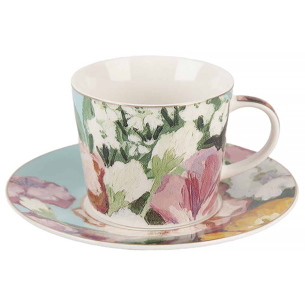 Набор чайный 4пр. "Flowers" (2 персон) v=220мл (фарфор) (подарочная упаковка)