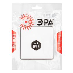 Переключатель ЭРА Эксперт 11-1503-01 IP55 10АХ-250В ОУ белый | Эра Эксперт