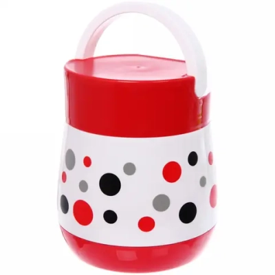 Термос пищевой 1л «Горошек» со стеклянной колбой (контейнер и ложка в комплекте)