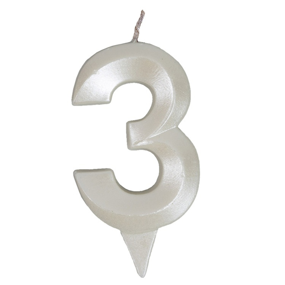 Свечи-цифры «Грань» в цвете белый жемчуг 7 см, 1 шт.