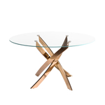 Круглый обеденный стол 1169 из стекла и стали цвета розового золота Ø120