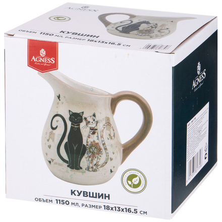 КУВШИН AGNESS "ПАРИЖСКИЕ КОТЫ" 18*13*16,5 СМ 1150 МЛ (КОР=16ШТ.)