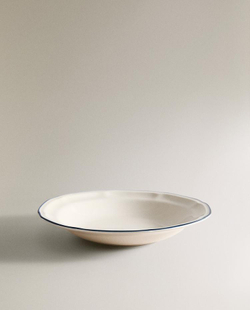 ZARA HOME ГЛУБОКАЯ СУПОВАЯ ТАРЕЛККА С КАЙМОЙ, СИНИЙ