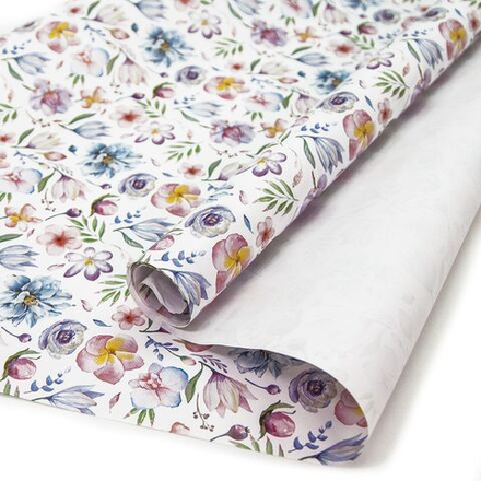 Упаковочная бумага (0,7*1 м) Акварельные лилии, 1 шт.