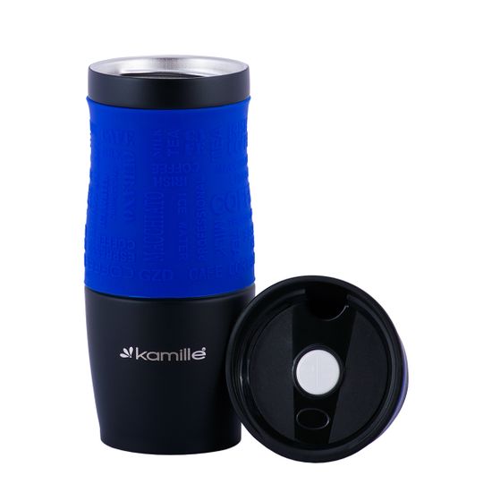 Термокружка 380 мл. из нержавеющей стали Kamille KM 2069A с TPR-вставкой