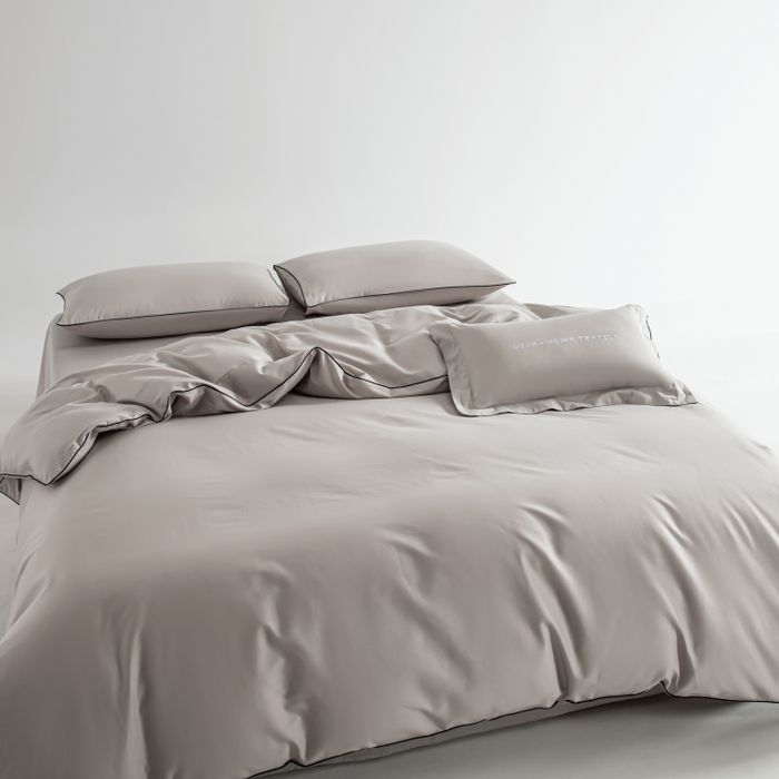 Комплект постельного белья на резинке Однотонный Сатин Элитный «Серый жемчуг»