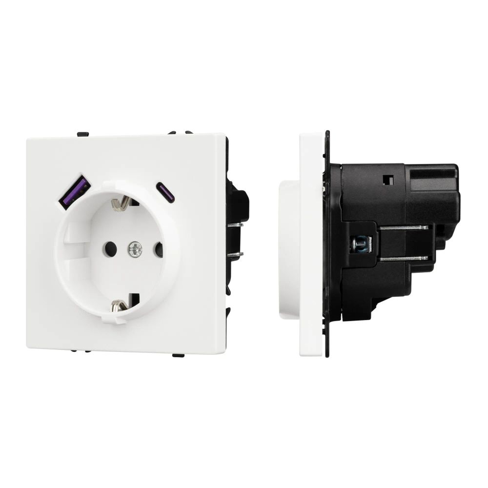 Механизм розетки с USB зарядкой SCT-NOBE-MUAC-SFPL-WH (230V, 16A) (Arlight, Белый кварц) 054284