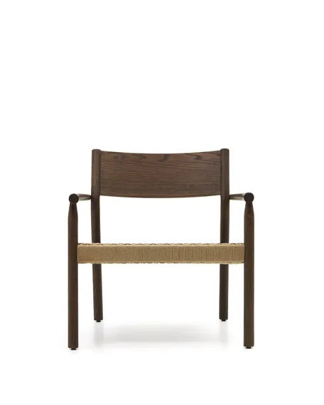 Кресло Yalia из массива дуба с отделкой из ореха и сиденьем из 100% веревки