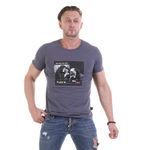 Мужская футболка с круглым вырезом темно-серая с принтом Sesmik O005