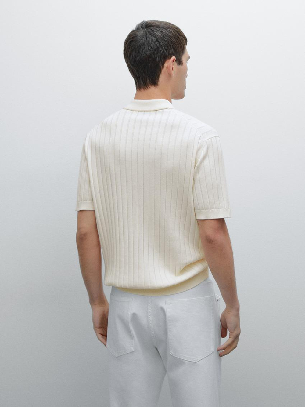 Massimo Dutti Поло из 100% хлопка, натуральный, кремовый