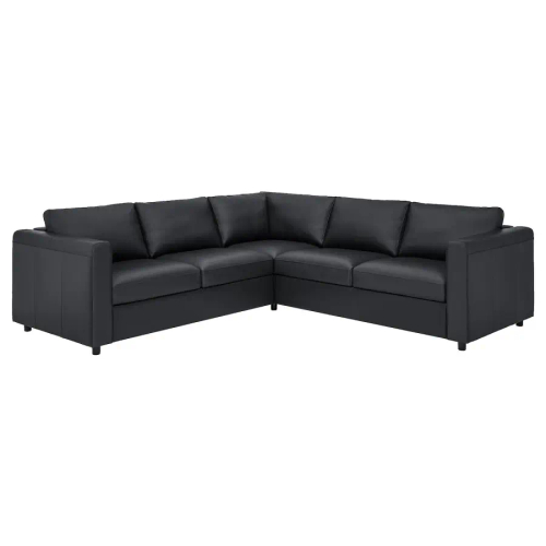 4-местный угловой диван- IKEA VIMLE, 249х98х80 см, черный, кожа, ВИМЛЕ ИКЕА