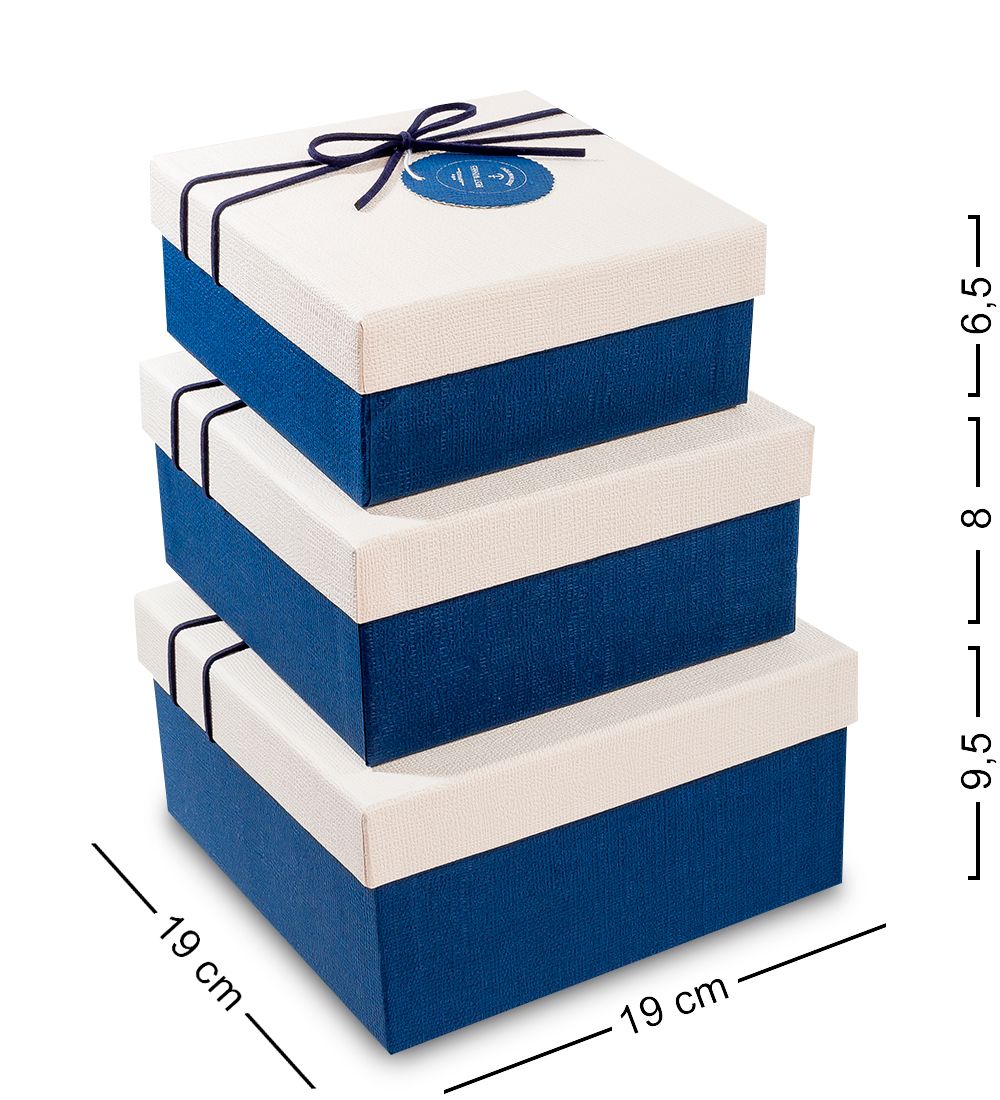 WF-31-B Набор коробок из 3шт «Прямоугольник» цв.син./бел.