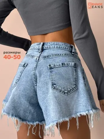 Шорты джинсовые короткие клеш
