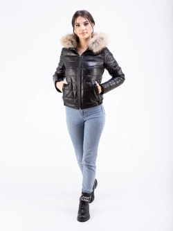 Куртка женская из натуральной кожи с капюшоном Турция