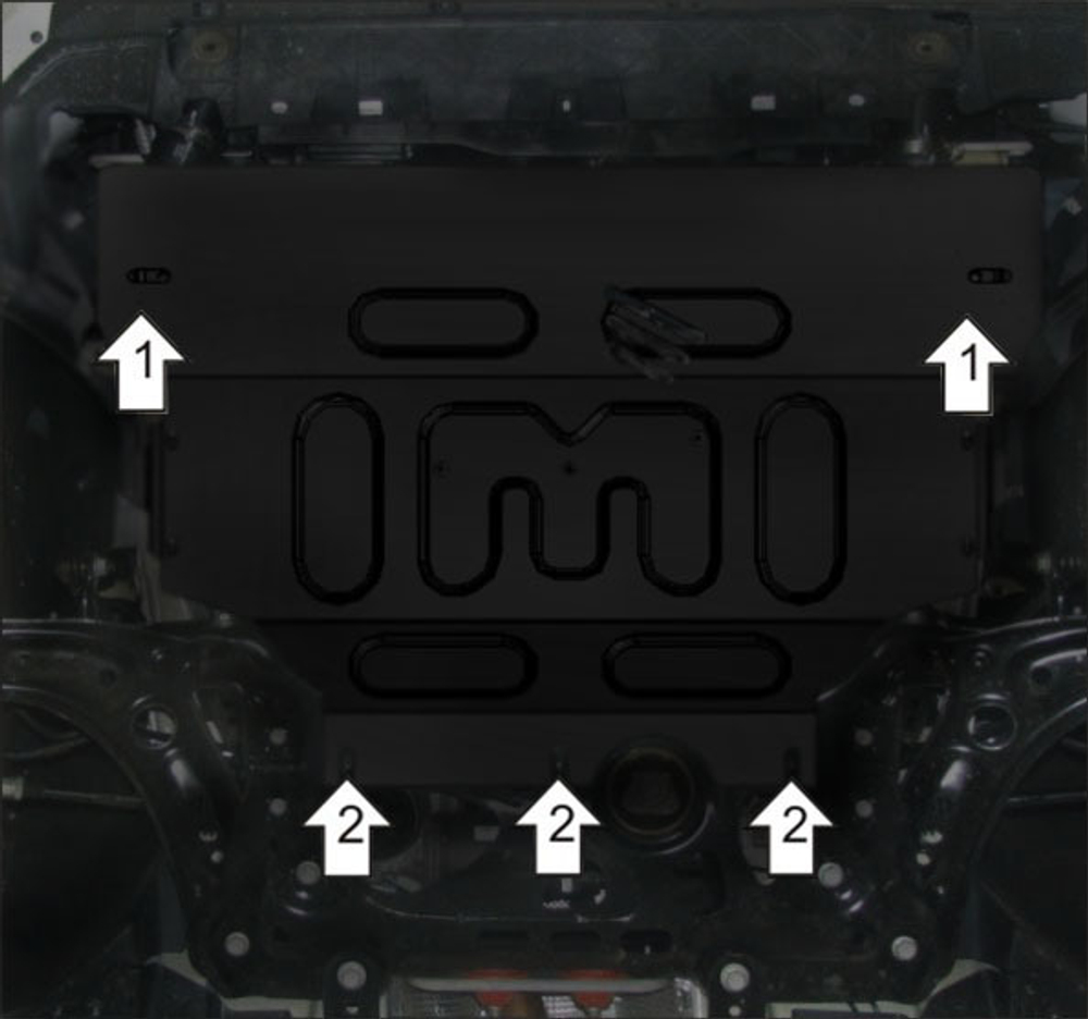 Усиленная защита Motodor картера двигателя, кпп. 2 мм, сталь. для Skoda Octavia III 2013-2020,SEAT Leon 2012-2015,Volkswagen Golf VII 2012-2019,Audi A3 2012-2019,Volkswagen Passat B8 2015-н.в. арт.72303