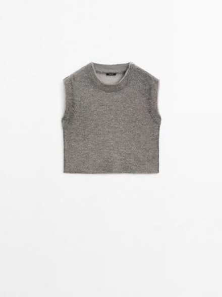 Massimo Dutti Футболка из смесового хлопка без рукавов, серый