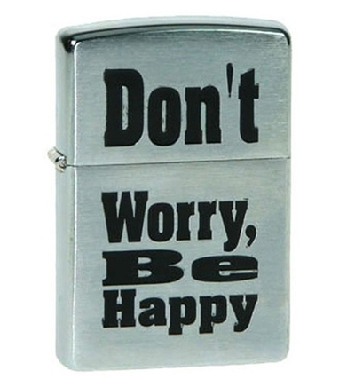 Зажигалка Zippo Don't worry с покрытием Brushed Chrome, латунь/сталь, серебристая, матовая