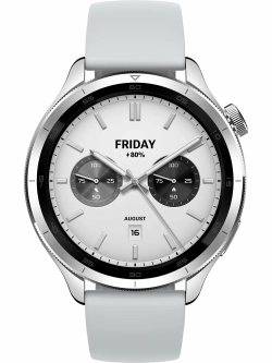 Смарт-часы Xiaomi Watch S4 47мм 1.43" AMOLED корп.серебристый рем.серый (BHR9197GL)