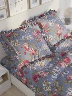 Декоративная наволочка с рюшами, оборками "Прохоровская роза(новая)" 70х70 см, 1 шт, без молнии