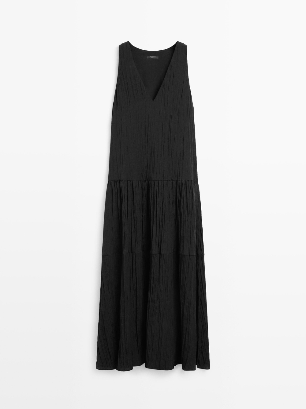 Massimo Dutti Струящееся плиссированное платье миди, черный