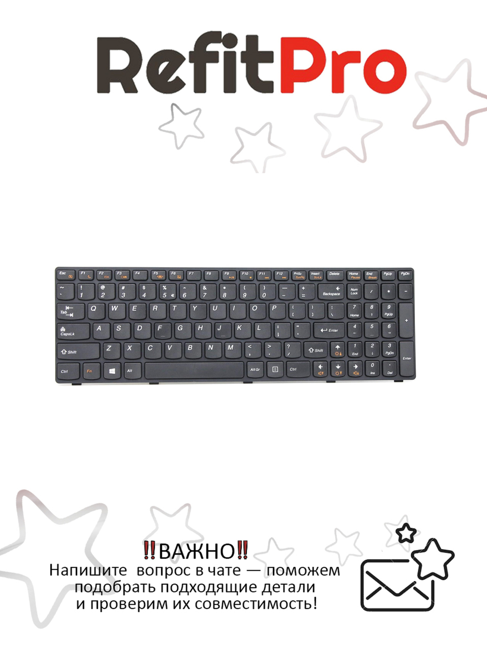 Клавиатура для Ноутбука Lenovo LenovoB580 / B590 раскладка - анлийская, черная (25209778)