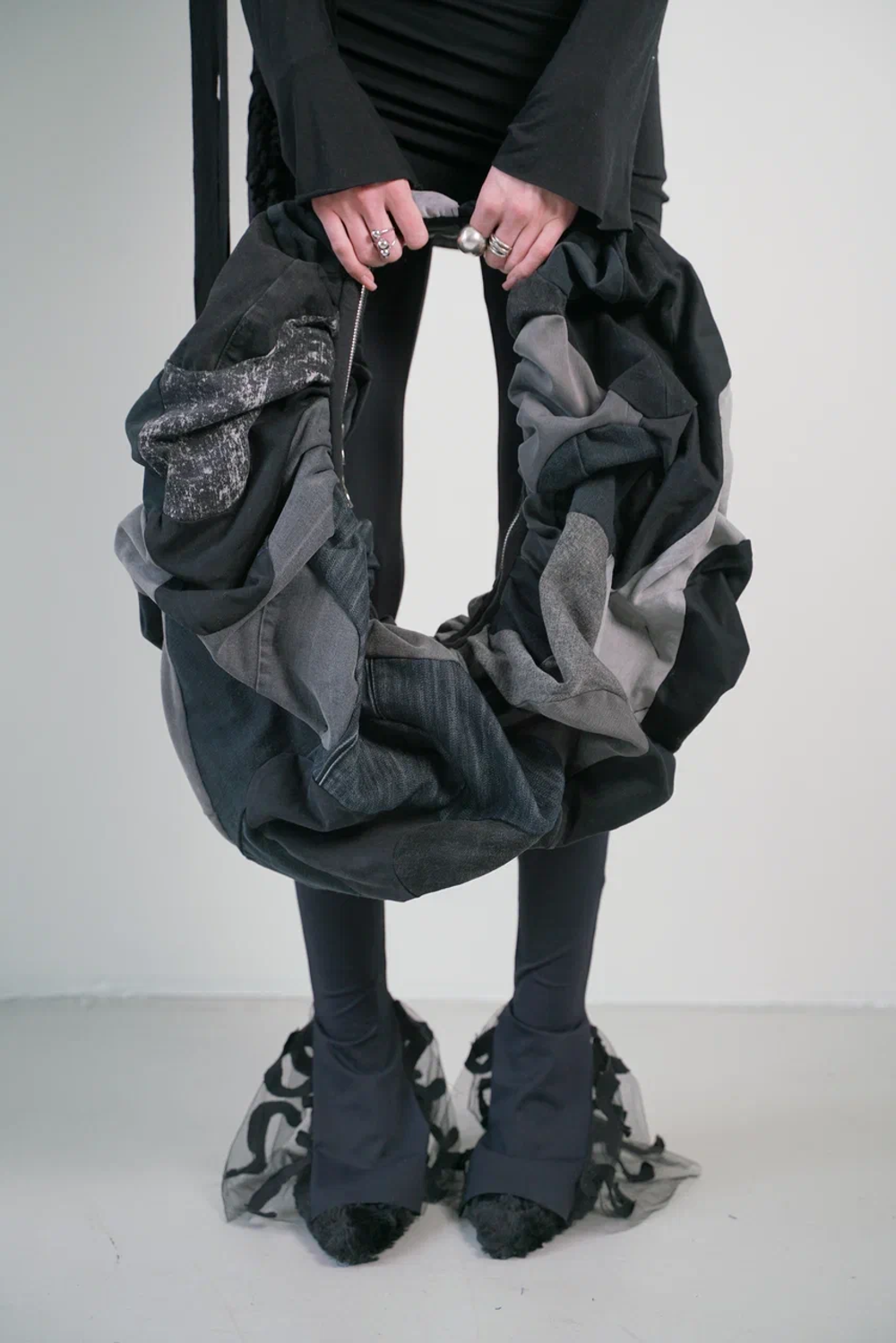 Сумка-рюша, черная