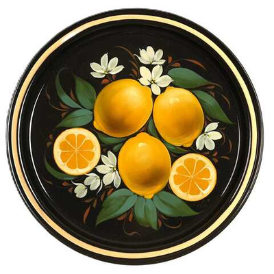 Жостовский поднос декоративный, размер 22 см (A5), металлический