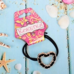 Резинка для волос 1шт «Кокетка - Aks Bambina chain», сердце, микс 2 цвета, d-5см